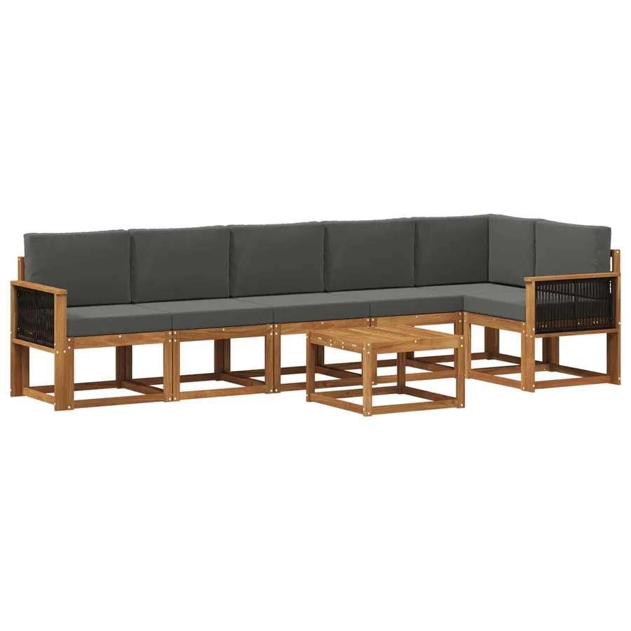 Ensemble de canapés d'extérieur 7 pcs Naturel et Anthracite - 2