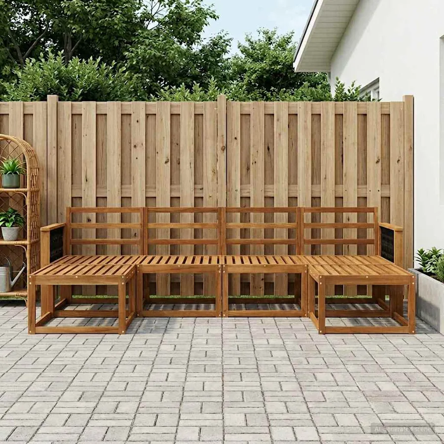 Ensemble de canapés d'extérieur 6 pcs Naturel