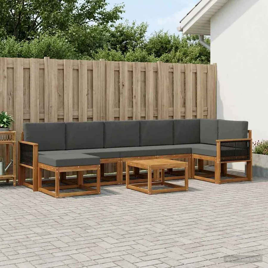 Ensemble de canapés d'extérieur 8 pcs Naturel et Anthracite