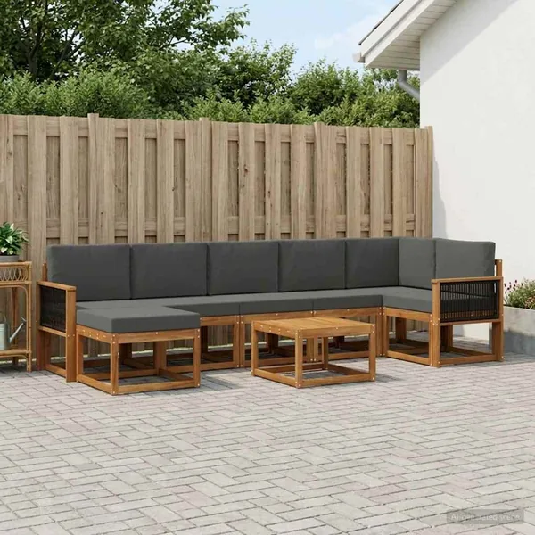 Ensemble de canapés d'extérieur 8 pcs Naturel et Anthracite