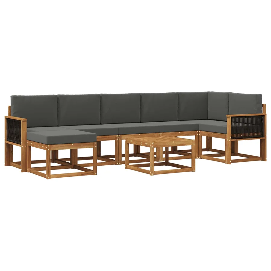 Ensemble de canapés d'extérieur 8 pcs Naturel et Anthracite - 2