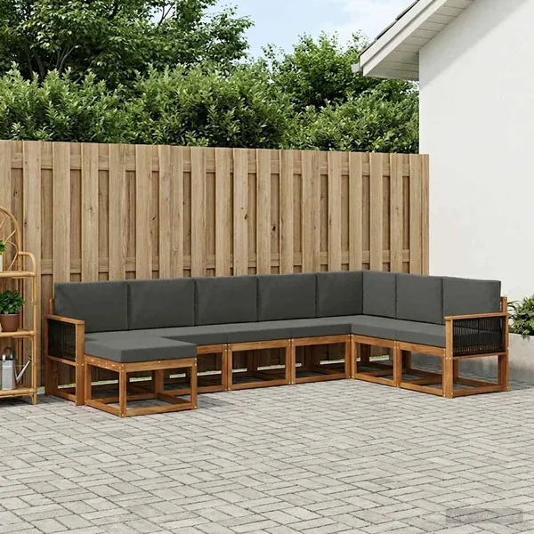 Ensemble de canapés d'extérieur 8 pcs Naturel et Anthracite