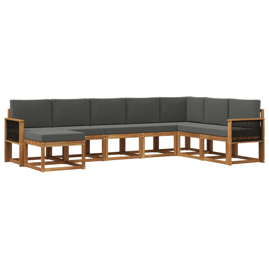 Ensemble de canapés d'extérieur 8 pcs Naturel et Anthracite - 2