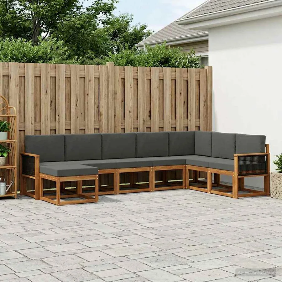 Ensemble de canapés d'extérieur 8 pcs Naturel et Anthracite - 3
