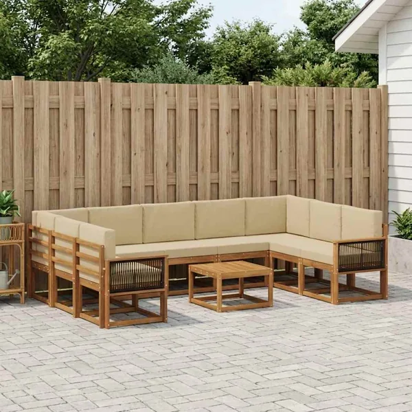 Ensemble de canapés d'extérieur 10 pcs Naturel et Beige