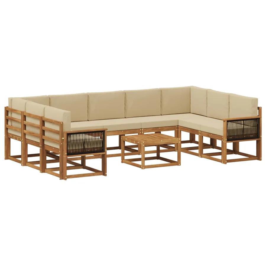 Ensemble de canapés d'extérieur 10 pcs Naturel et Beige - 2