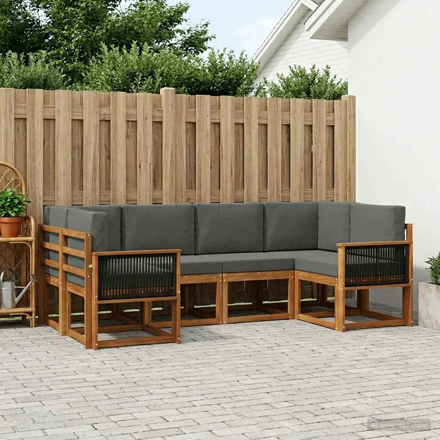 Ensemble de canapés d'extérieur 6 pcs Naturel et Anthracite