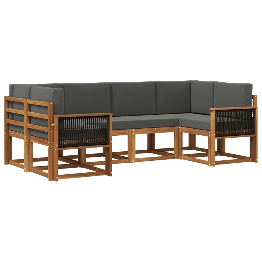 Ensemble de canapés d'extérieur 6 pcs Naturel et Anthracite - 2