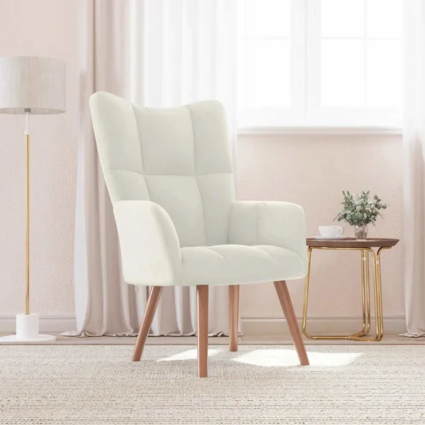 Chaise de relaxation Blanc crème Velours