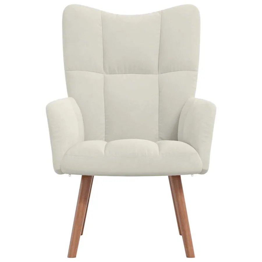 Chaise de relaxation Blanc crème Velours - 3