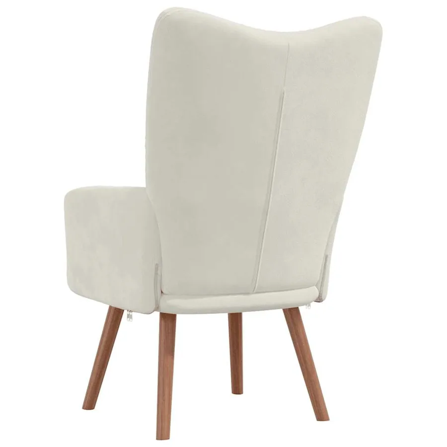 Chaise de relaxation Blanc crème Velours - 5