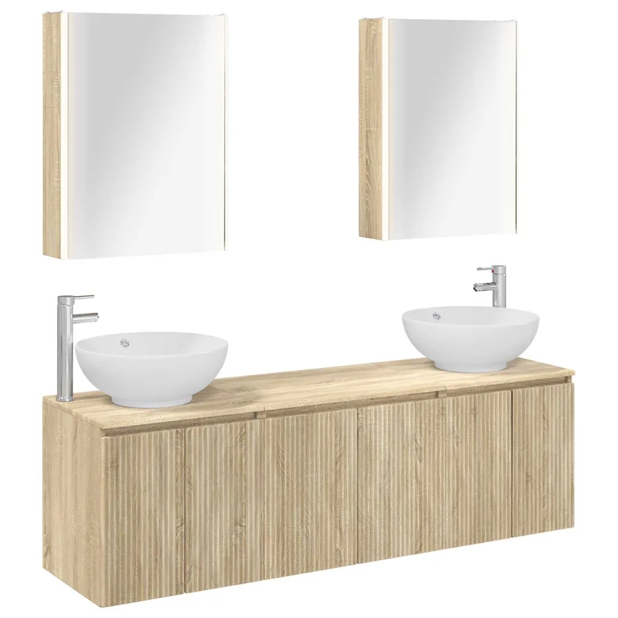 Ensemble d'armoire de salle de bain 5 pcs Chêne Sonoma - 2