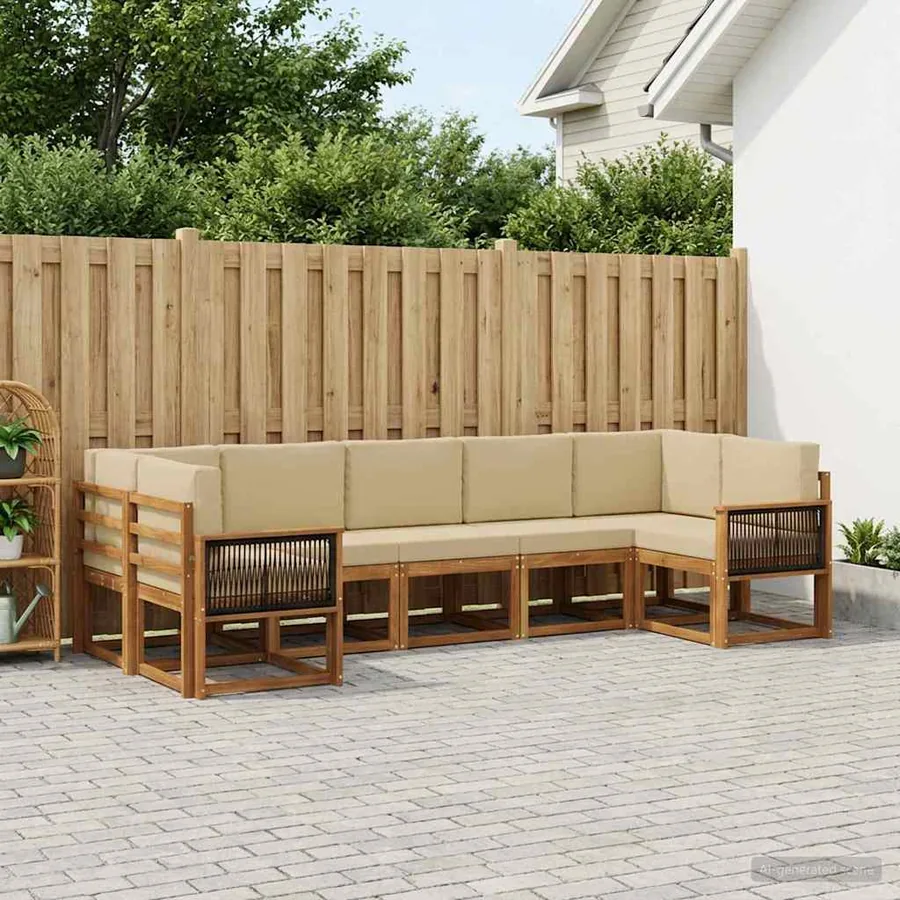 Ensemble de canapés d'extérieur 7 pc Naturel et Beige