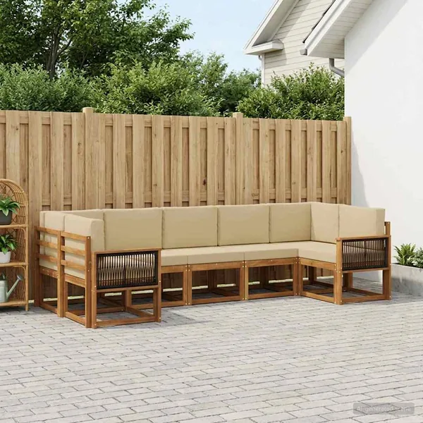 Ensemble de canapés d'extérieur 7 pc Naturel et Beige