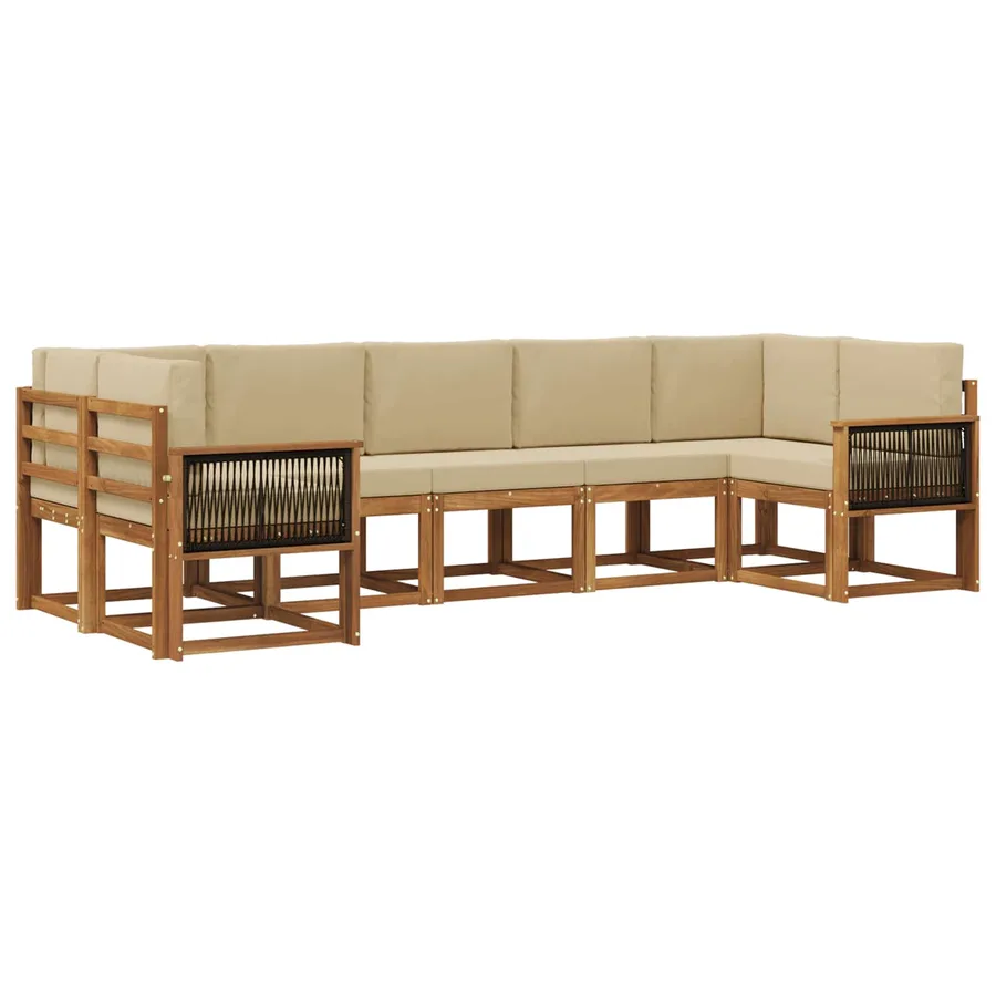 Ensemble de canapés d'extérieur 7 pc Naturel et Beige - 2