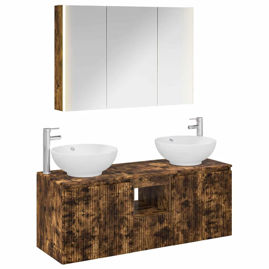 Ensemble d'armoire de salle de bain 4 pcs Chêne fumé - 2
