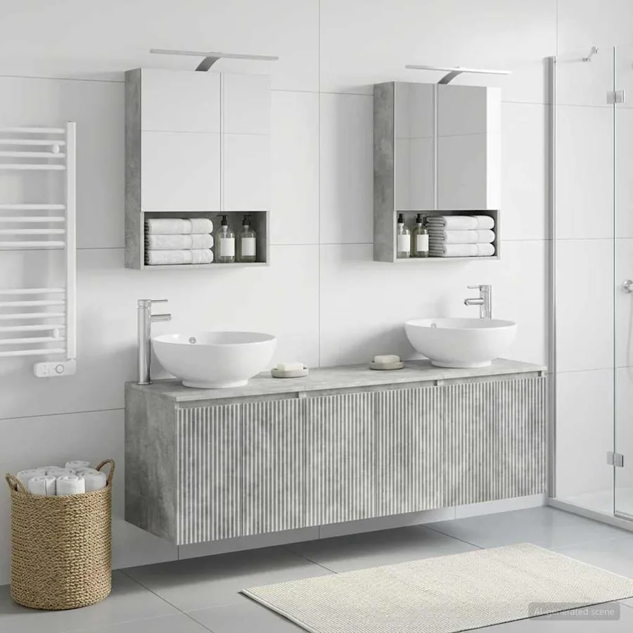 Ensemble d'armoire de salle de bain 5 pcs Gris béton