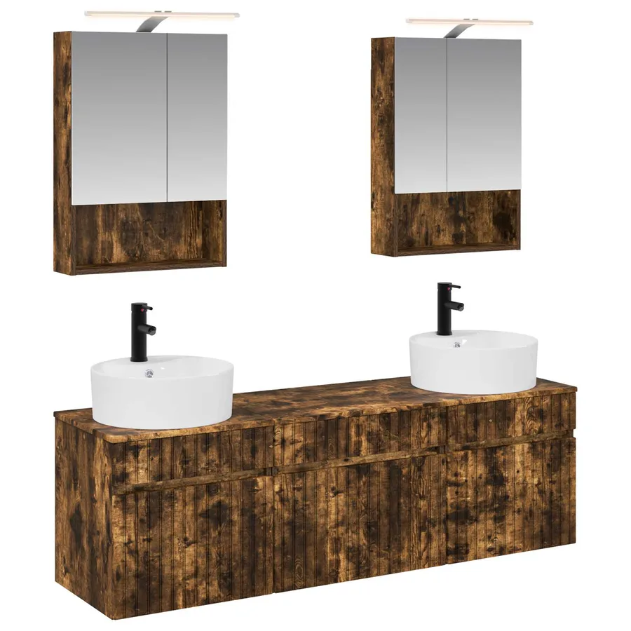 Ensemble d'armoire de salle de bain 5 pcs Chêne fumé - 2