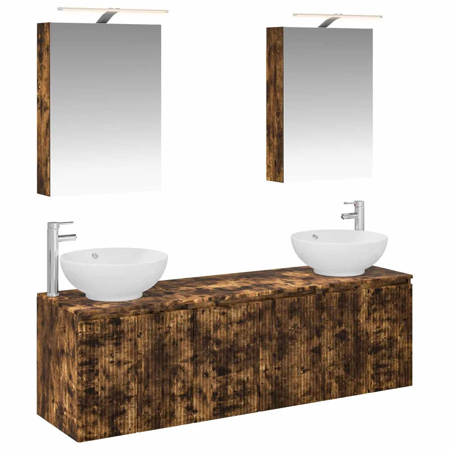 Ensemble d'armoire de salle de bain 5 pcs Chêne fumé - 2