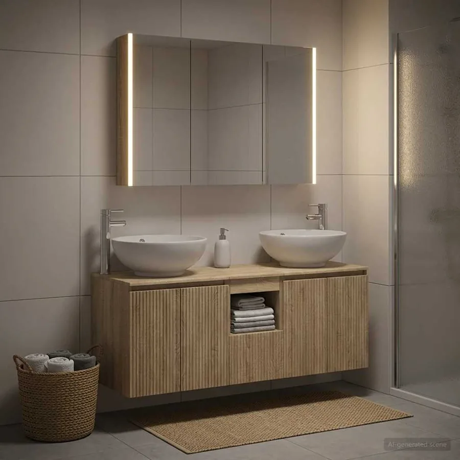 Ensemble d'armoire de salle de bain 4 pcs Chêne Sonoma