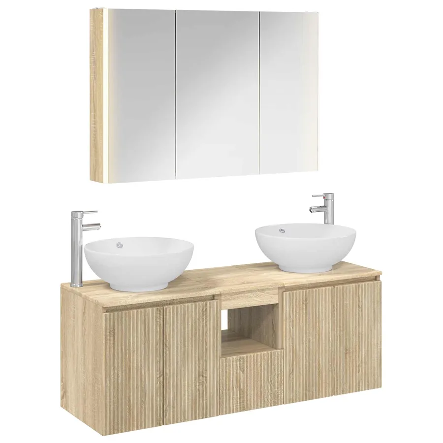 Ensemble d'armoire de salle de bain 4 pcs Chêne Sonoma - 2