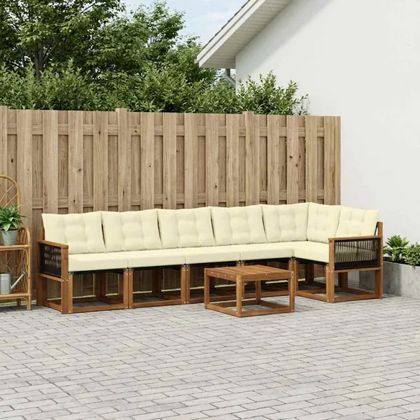 Ensemble de canapés d'extérieur 7 pcs Naturel et Crème