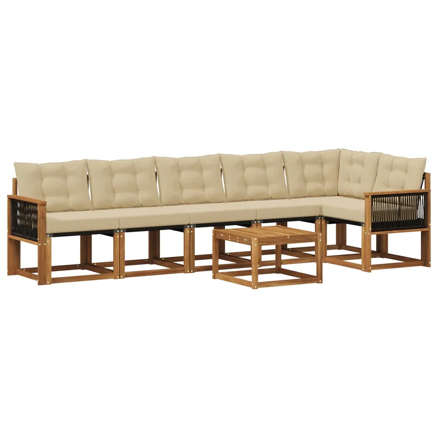 Ensemble de canapés d'extérieur 7 pcs Naturel et Beige - 2