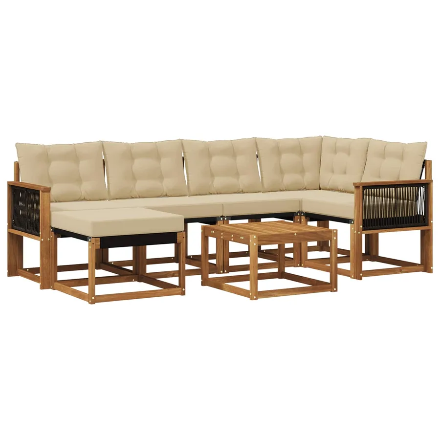 Ensemble de canapés d'extérieur 7 pcs Naturel et Beige - 2