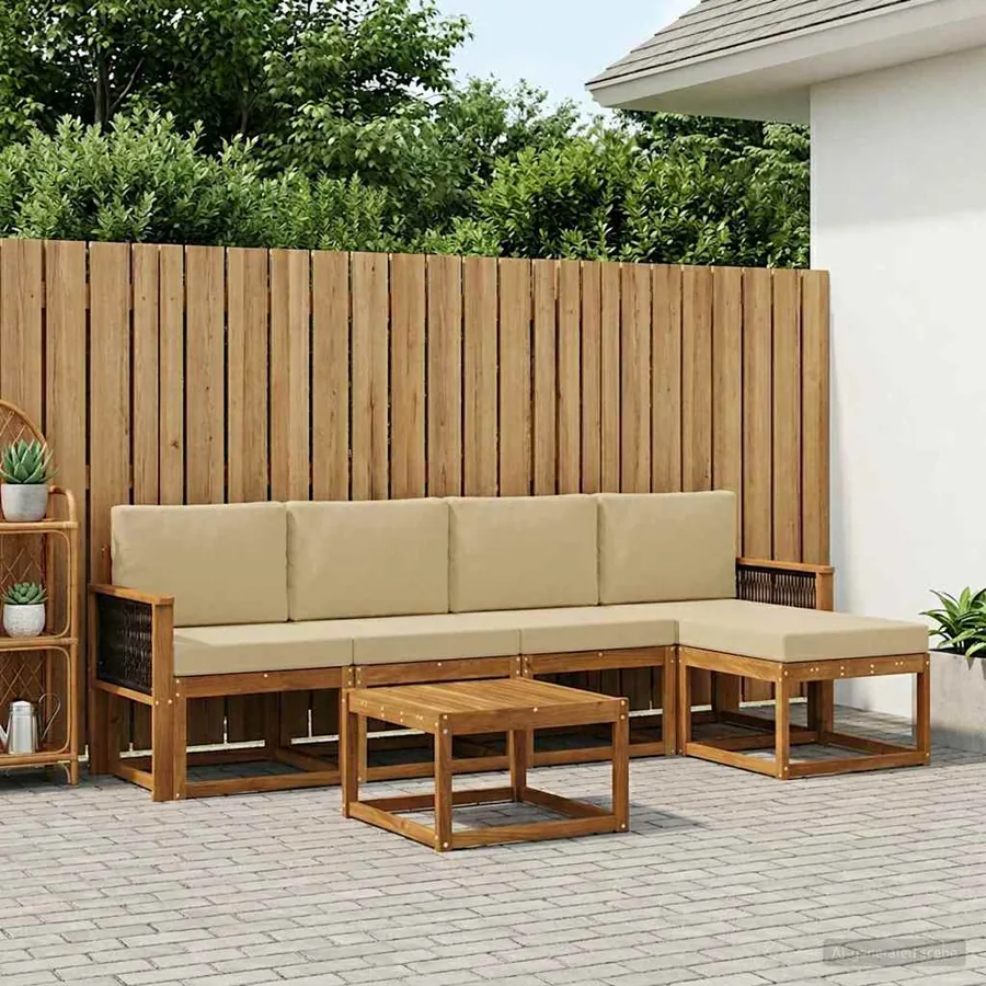 Ensemble de canapés d'extérieur 6 pcs Naturel et Beige