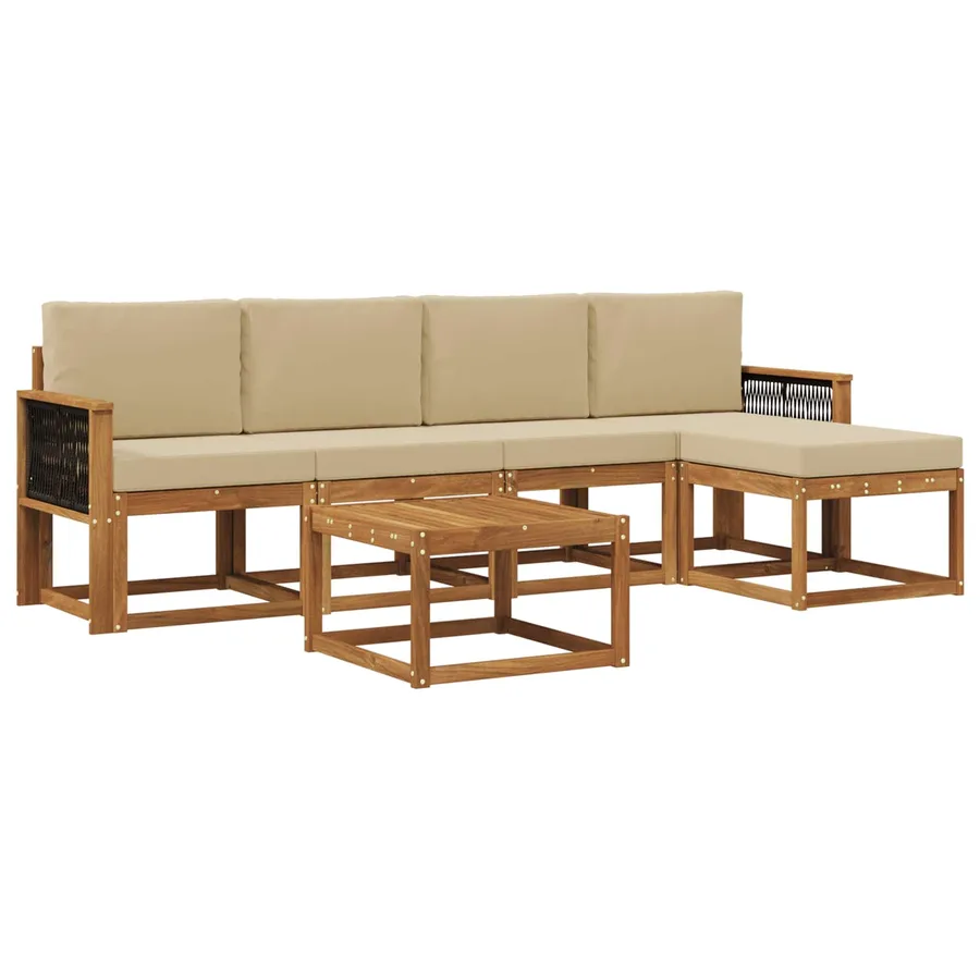 Ensemble de canapés d'extérieur 6 pcs Naturel et Beige - 2
