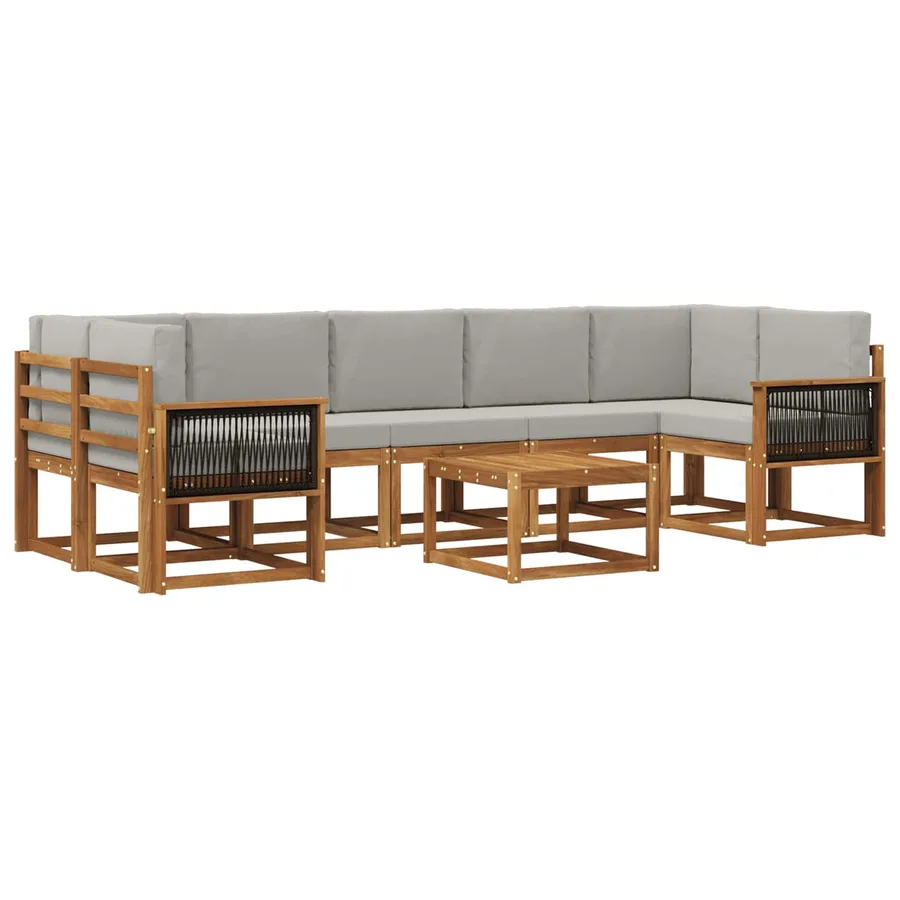 Ensemble de canapés d'extérieur 6 pcs Naturel et gris clair - 2