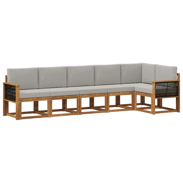 Ensemble de canapés d'extérieur 6 pcs Naturel et gris clair