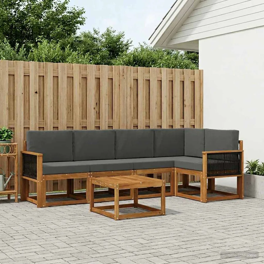Ensemble de canapés d'extérieur 6 pcs Naturel et Anthracite