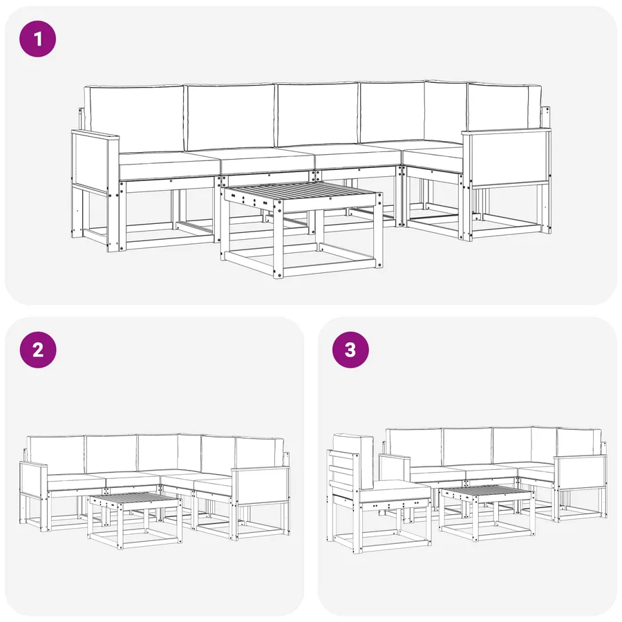 Ensemble de canapés d'extérieur 6 pcs Naturel et Anthracite - 7