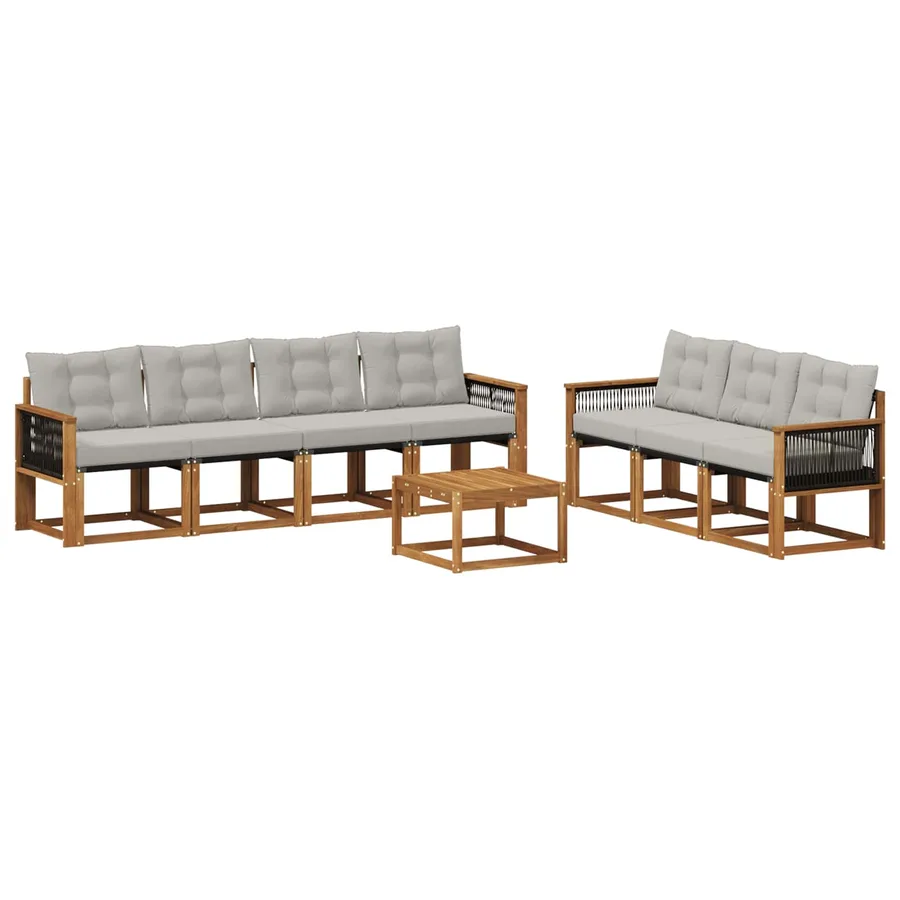 Ensemble de canapés d'extérieur 8 pcs Naturel et gris clair - 2