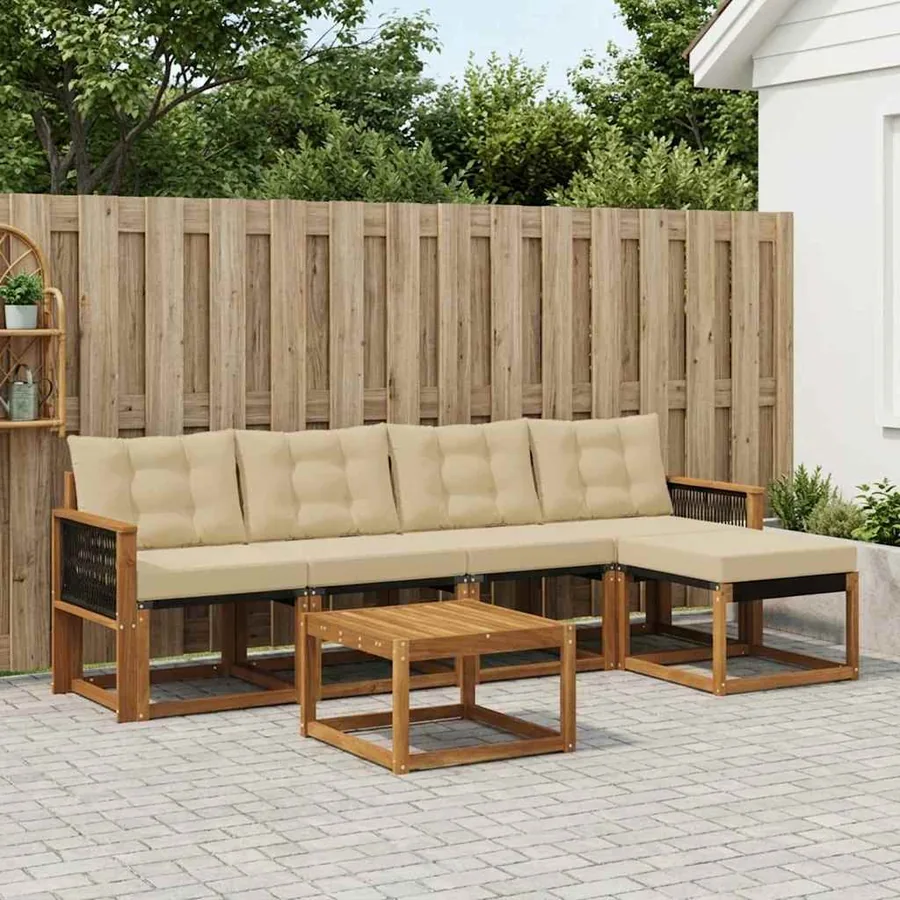Ensemble de canapés d'extérieur 6 pcs Naturel et Beige