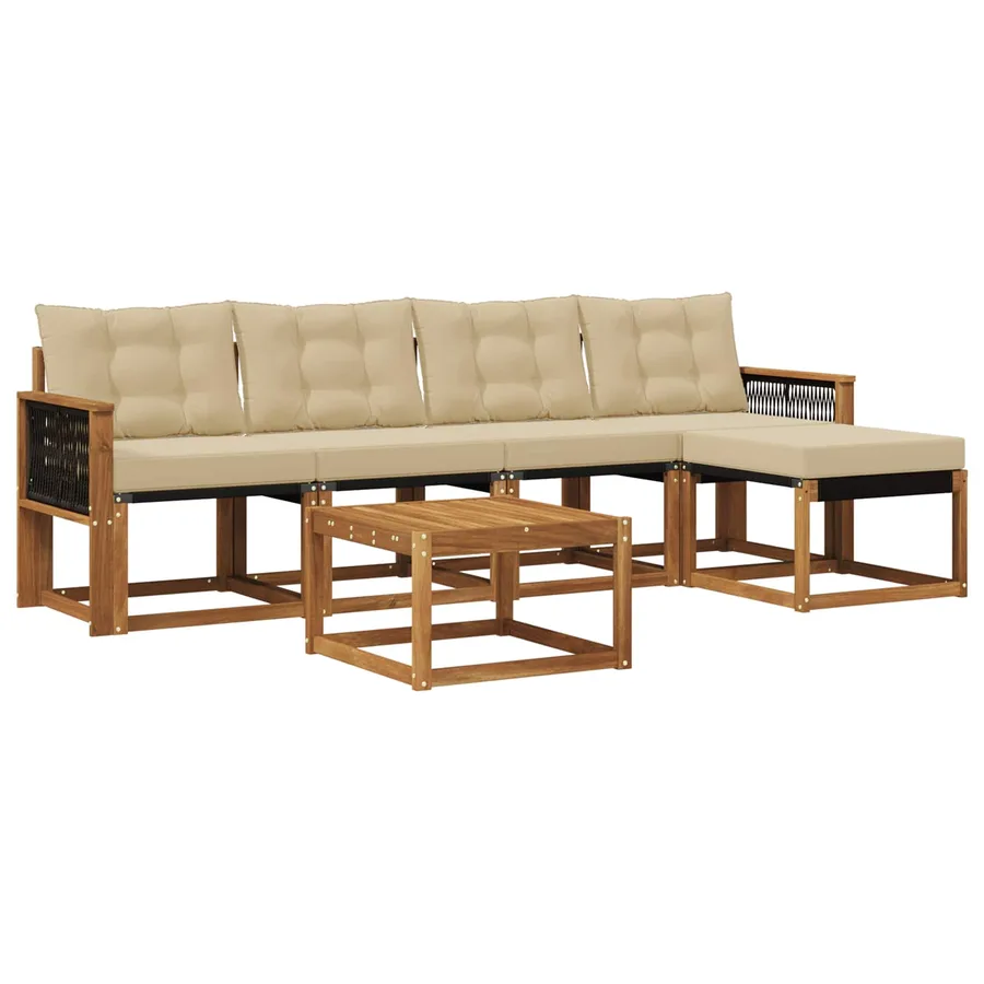 Ensemble de canapés d'extérieur 6 pcs Naturel et Beige - 2