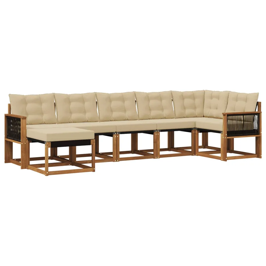 Ensemble de canapés d'extérieur 7 pcs Naturel et Beige - 2