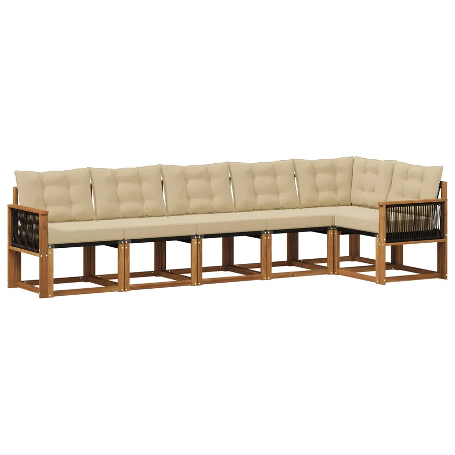 Ensemble de canapés d'extérieur 6 pcs Naturel et Beige - 2