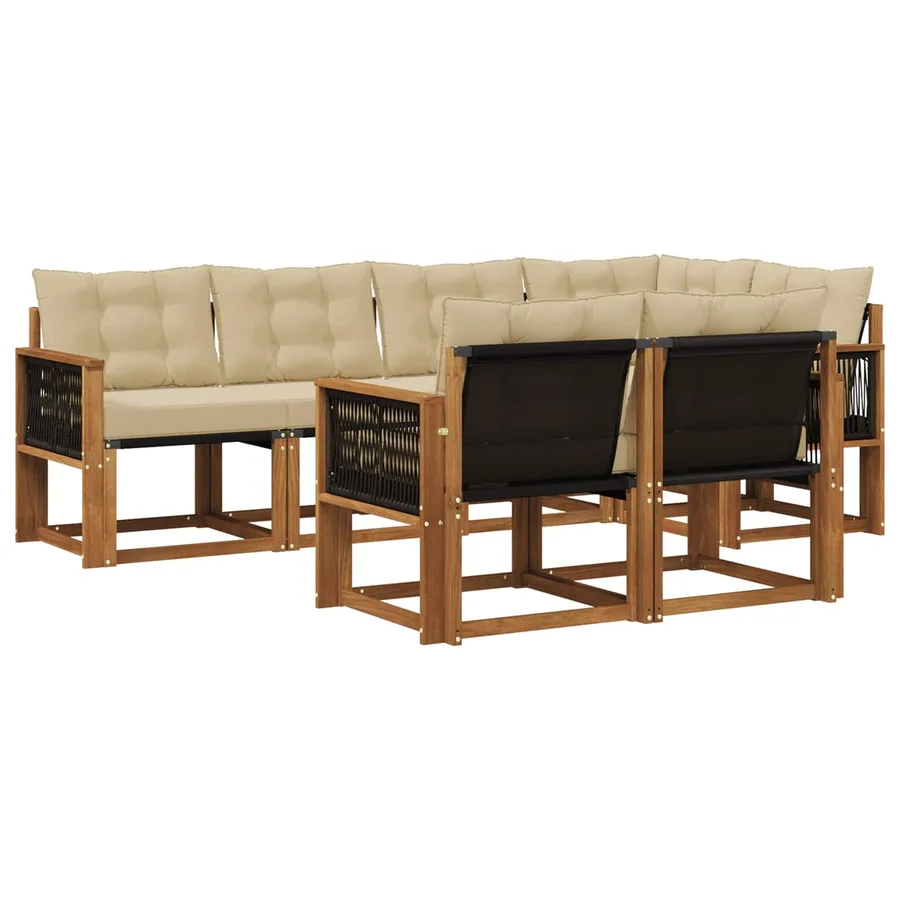 Ensemble de canapés d'extérieur 7 pcs Naturel et Beige - 2