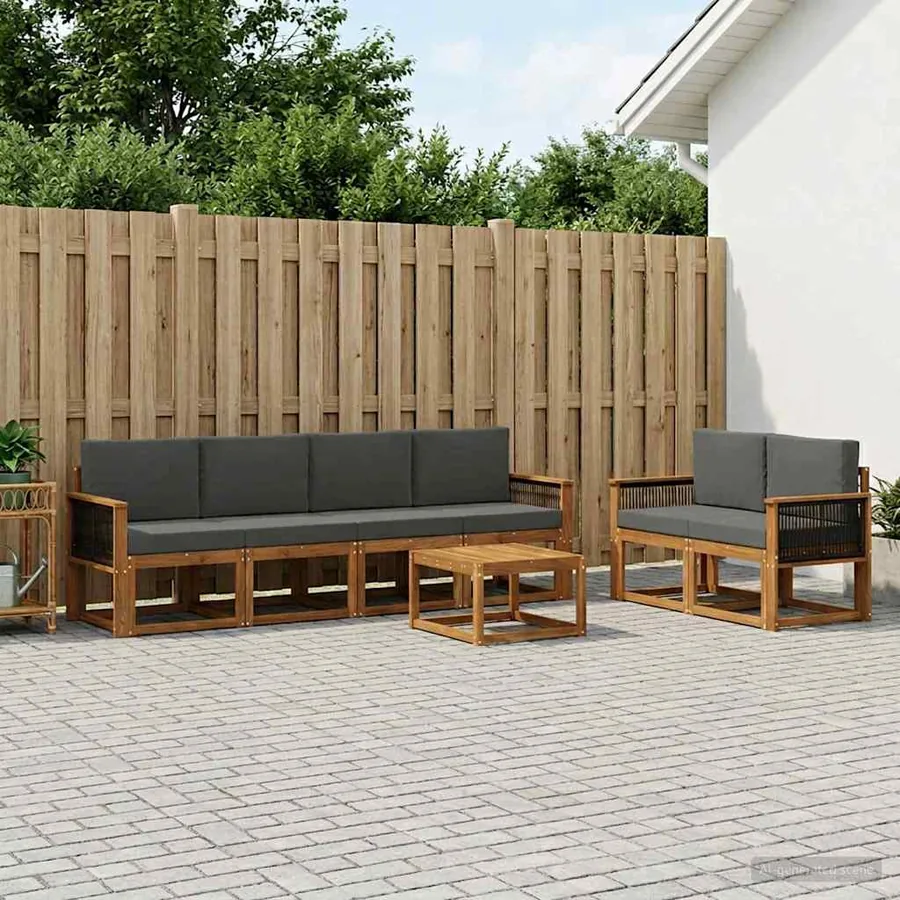Ensemble de canapés d'extérieur 6 pcs Naturel et Anthracite