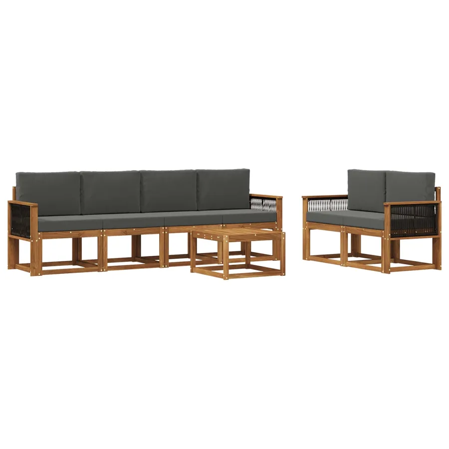 Ensemble de canapés d'extérieur 6 pcs Naturel et Anthracite - 2