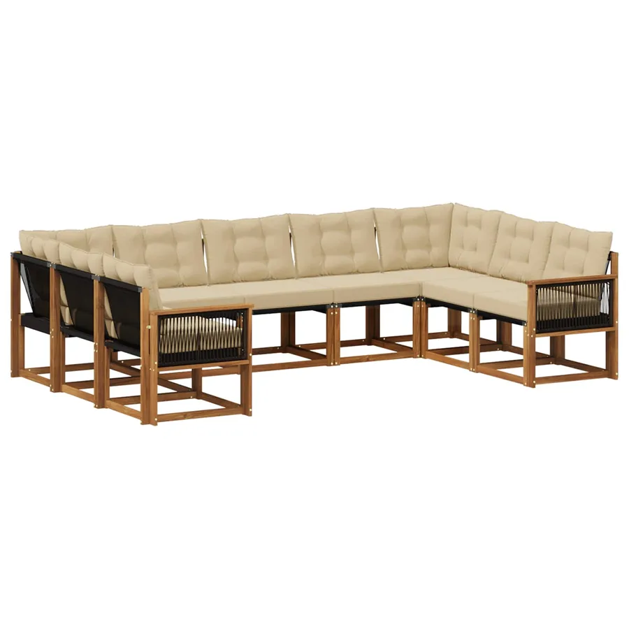 Ensemble de canapés d'extérieur 9 pcs Naturel et Beige - 2