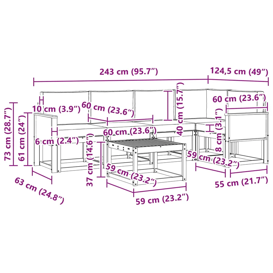 Ensemble de canapés d'extérieur 6 pcs Naturel et Crème - 8