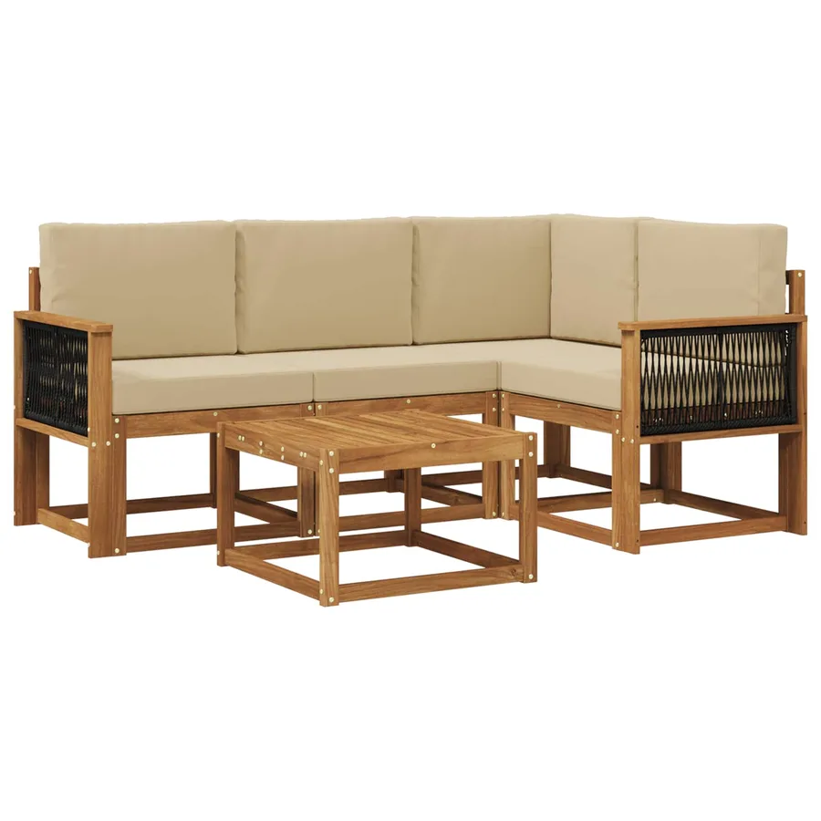 Ensemble de canapés d'extérieur 5 pcs Naturel et Beige - 2