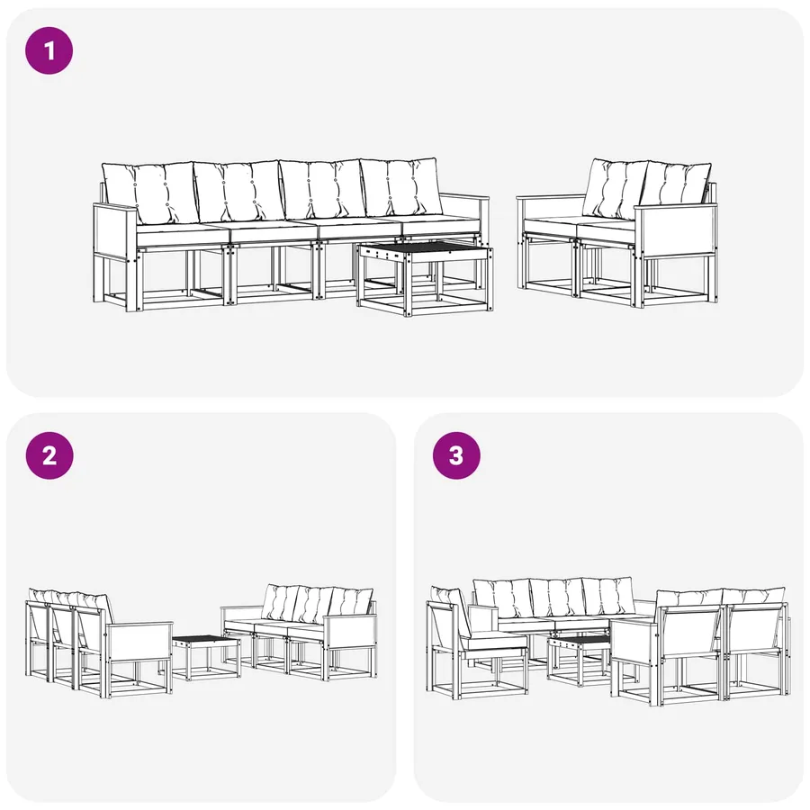 Ensemble de canapés d'extérieur 7 pcs Naturel et Crème - 7