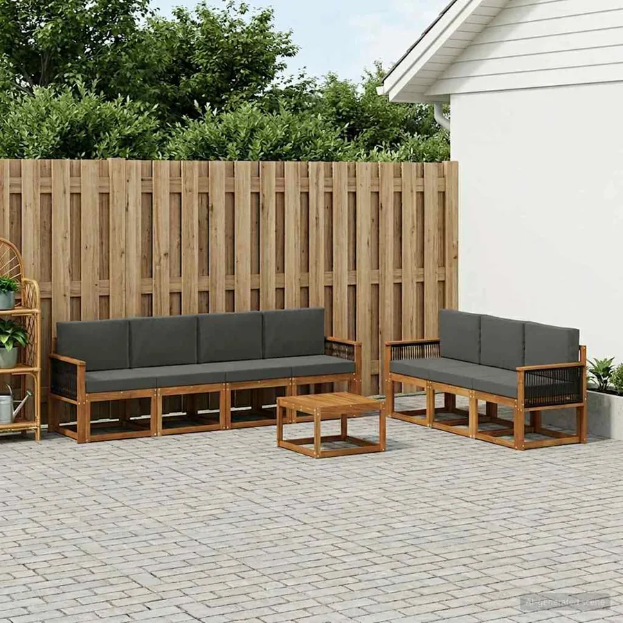 Ensemble de canapés d'extérieur 7 pcs Naturel et Anthracite