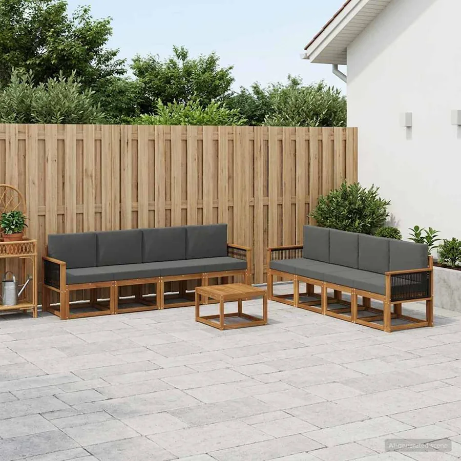 Ensemble de canapés d'extérieur 7 pcs Naturel et Anthracite