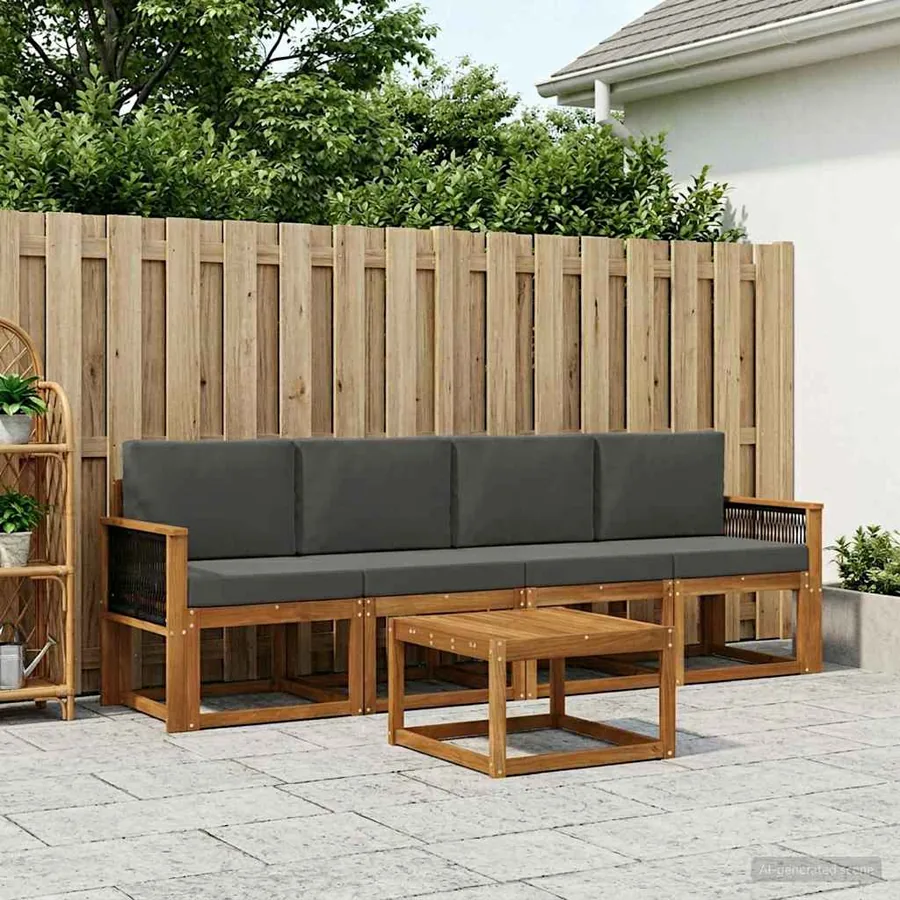 Ensemble de canapés d'extérieur 4 pcs Naturel et Anthracite