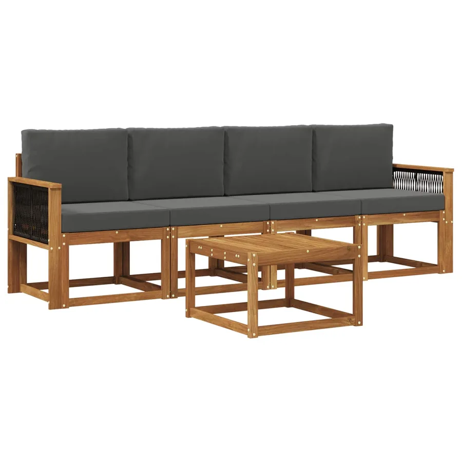 Ensemble de canapés d'extérieur 4 pcs Naturel et Anthracite - 2